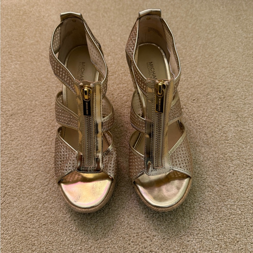 Michael Kors Metallic Gold Wedges - Picture 2 of 6